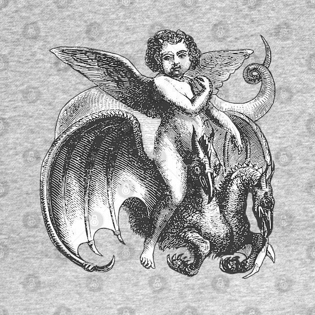 Demonic Winged Boy Riding A Two Headed Dragon Cut Out by taiche